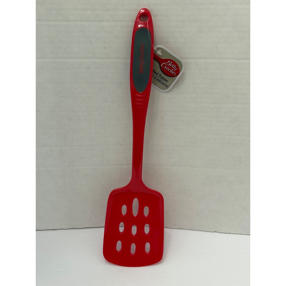 Betty Crocker Red Slotted Turner Spatula Nylon‎ Kitchen Tool Grey Grip 255870